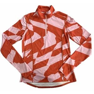 Stoic Lightweight Baselayer Top Medium 1/4 Zip Poly Orange Pink Outdoors Hiking